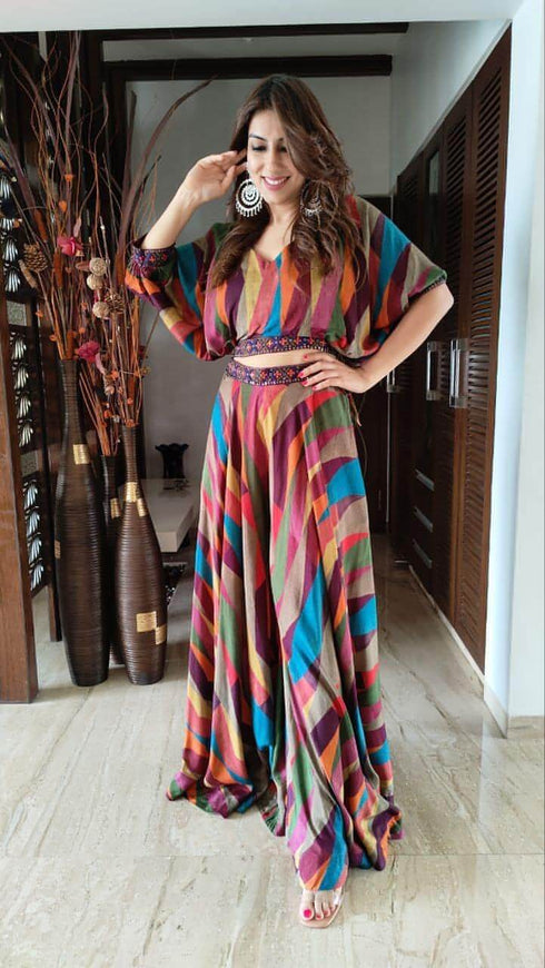 (@Debina Bonnerjee) Stripe Technicolour Coord Set
